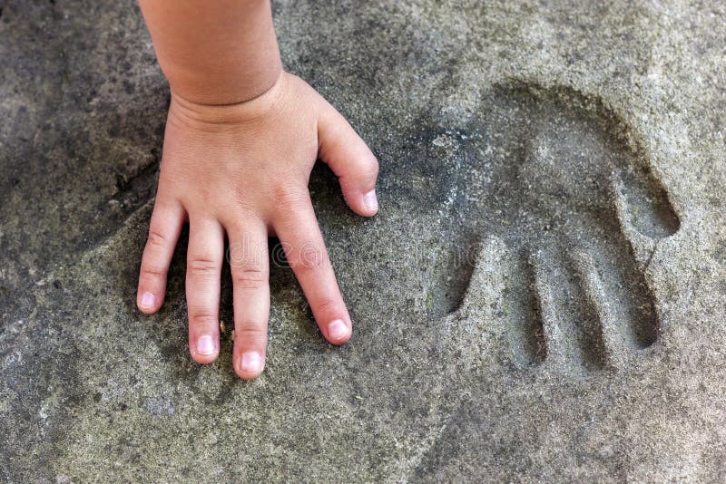 Childs Hand and Memorable Handprint in Concrete Stock Photo Image of