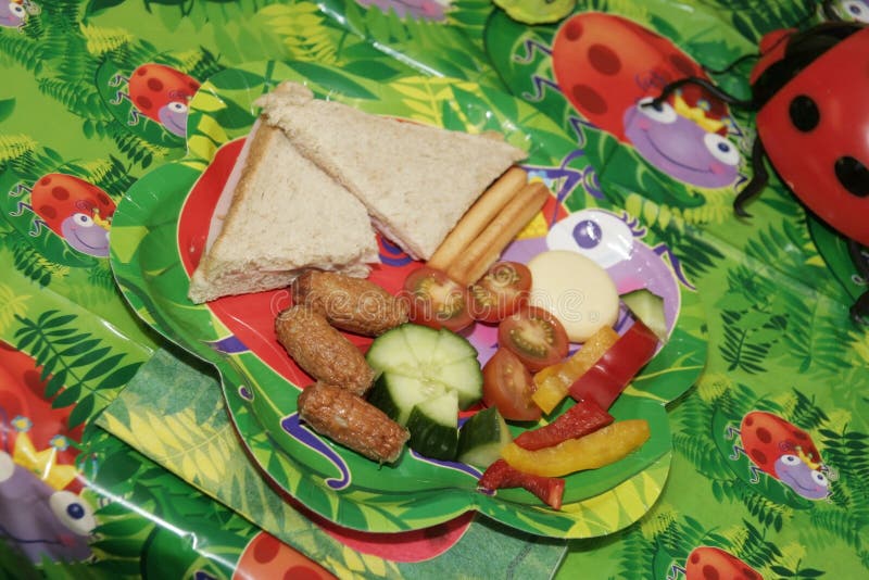 Childs Party Food stock image. Image of tablecloth, happy - 6443873