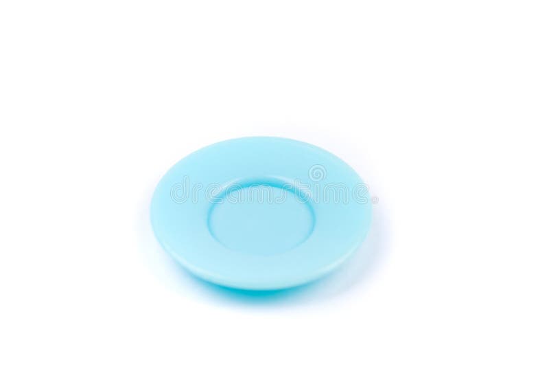 Childs Toy Plastic Food Molded 1/6th Scale Blue Plate Stock Photo