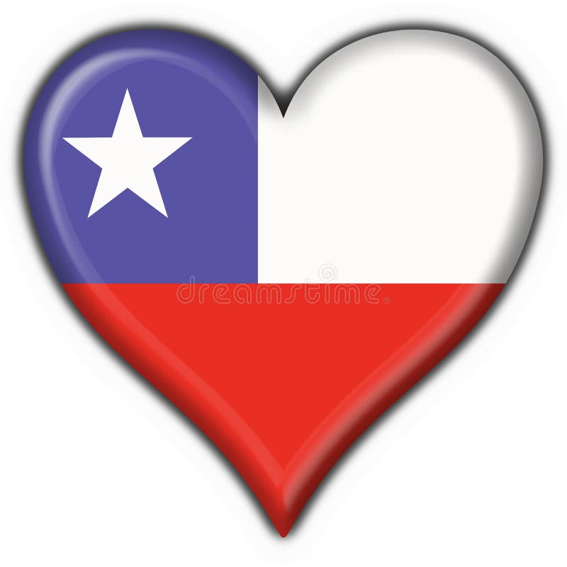 Chile button flag heart shape vector illustration