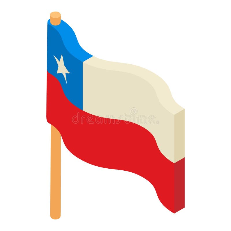 Chile-Flaggenikone, isometrische Art stock abbildung Chile-Flaggenikone, isometrische Art stock abbildung