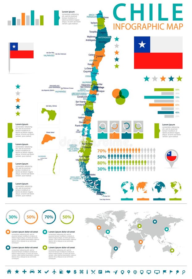 Mapa De Chile Con Bandera