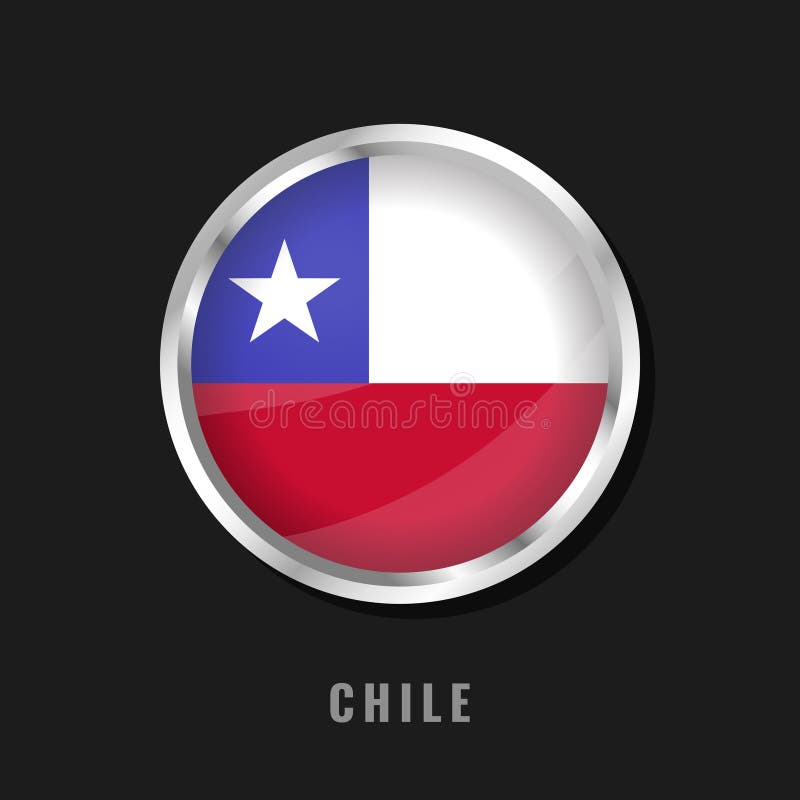 Chile round framed national flag. Circular glossy flag of Chile vector illustration