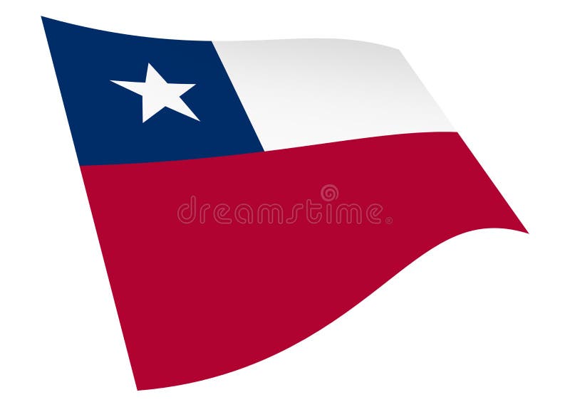 Chile Waving Flag 3d Illustration Isolated on White with Clipping Path