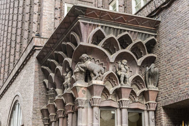 Hamburg, Germany. The Chilehaus Chile House, an exceptional example of the 1920s German Brick Expressionism style of architecture. Hamburg, Germany. The Chilehaus Chile House, an exceptional example of the 1920s German Brick Expressionism style of architecture