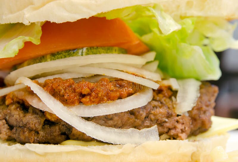 Chili Burger stock photo. Image of food, spicy, pickles 30377618