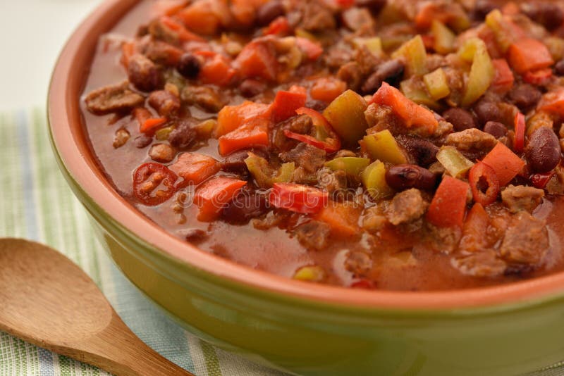 Chili con carne in a bowl