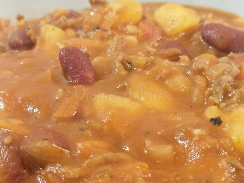 Chili Con Carne with Potatoes and Beans Stock Photo Image of plant