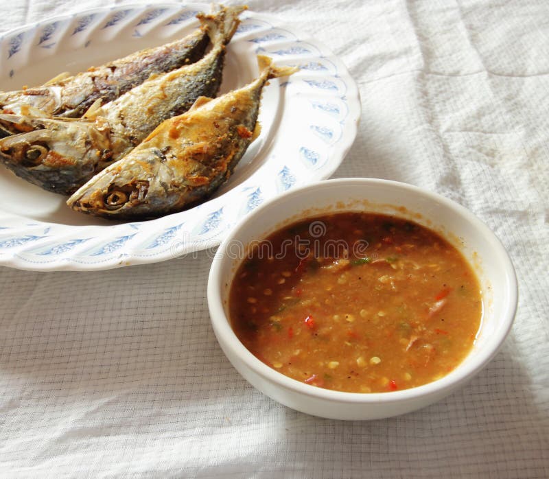 Chili Paste with Fried Mackerel, Thai Food Stock Photo Image of leaf