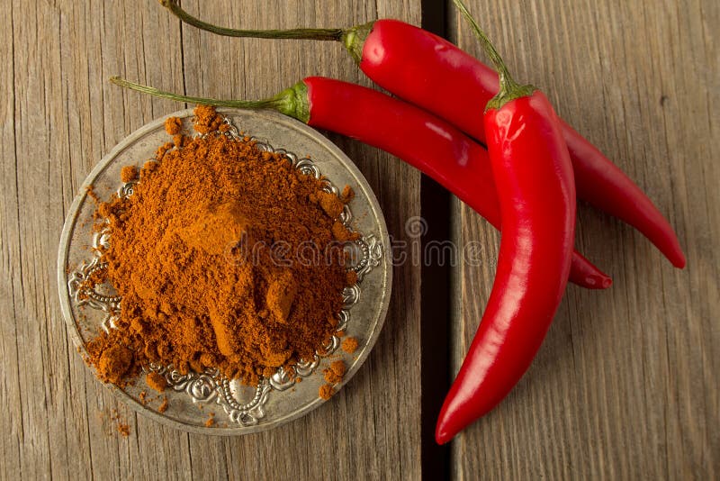 Chili Pepper and Chili Powder on Silver Dish Stock Image Image of dish, pepper 62331759