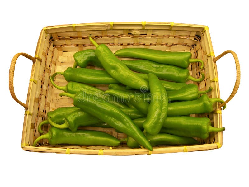 Chili Peppers in Basket on White