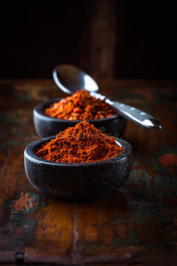 Chili Powder and Chili Flakes Stock Photo Image of dish, close 26173966