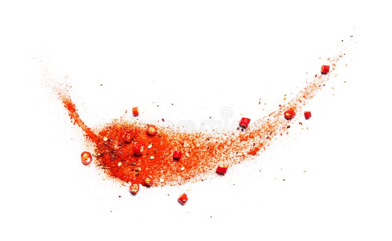 Chili powder forming a shape of a chili pepper