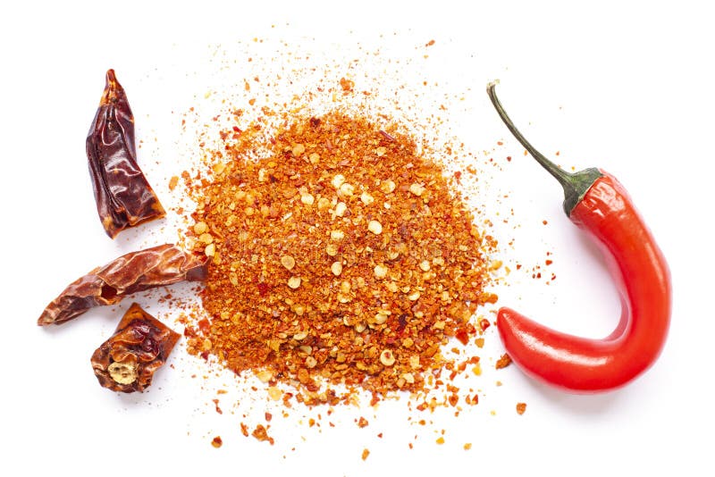 Chili, Red Pepper Flakes and Chili Powder Burst Stock Image Image of