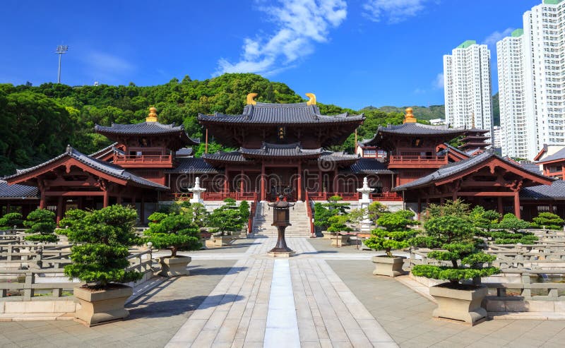 Chilin-Nonnenkloster, chinesischer Tempel der Tang-Dynastieart, Hong Kong stockfoto Chilin-Nonnenkloster, chinesischer Tempel der Tang-Dynastieart, Hong Kong stockfoto