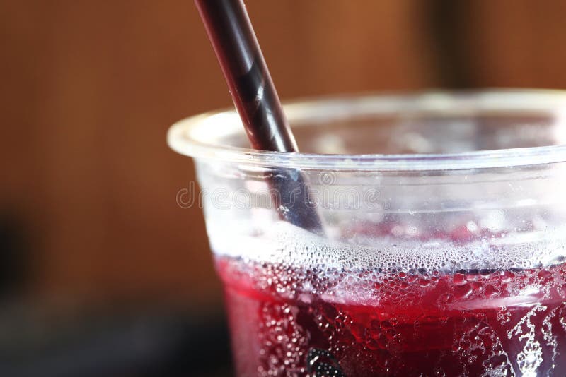 Chilled Fruit Juice in Plastic Cup Scene. Stock Image Image of health