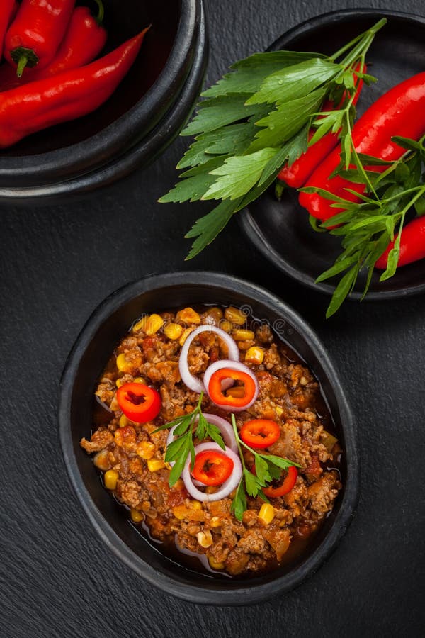 Mexican Chilli Con Carne with Red Lentils Stock Photo Image of beef