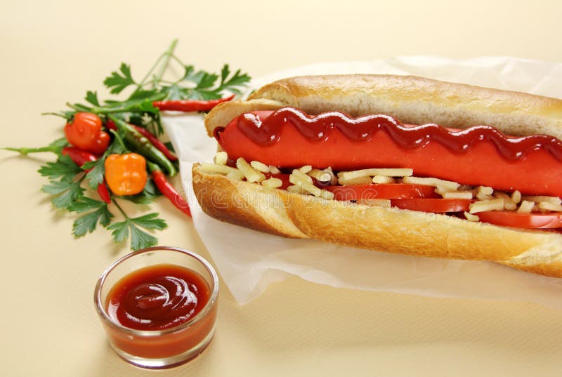 Chilli Hot Dog stock image. Image of tasty, saveloy, gastronomy 22924143