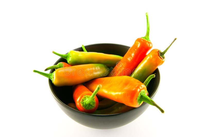 Chillis in a Black Bowl