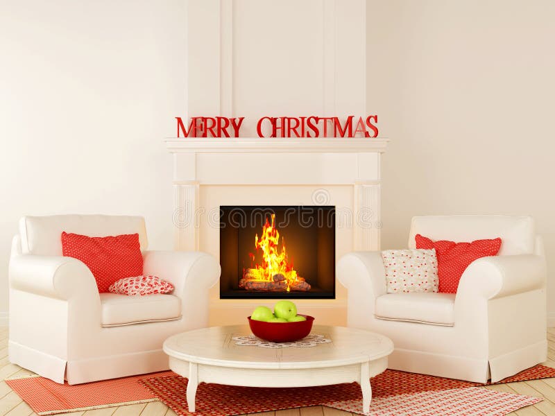Chimenea Blanca Y Roja De La Navidad Stock de ilustración - Ilustración