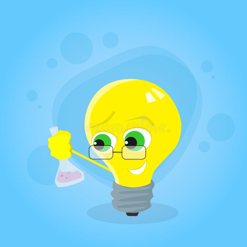 Chimica giallo-chiaro di scienza della provetta della tenuta della lampadina royalty illustrazione gratis Chimica giallo-chiaro di scienza della provetta della tenuta della lampadina royalty illustrazione gratis
