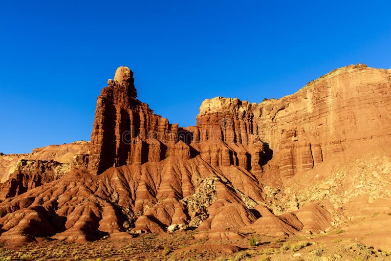 Chimney Rock Formation Utah Desert Capitol Reef National Park Stock ...