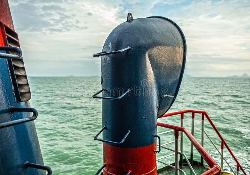 Chimney of sea ship