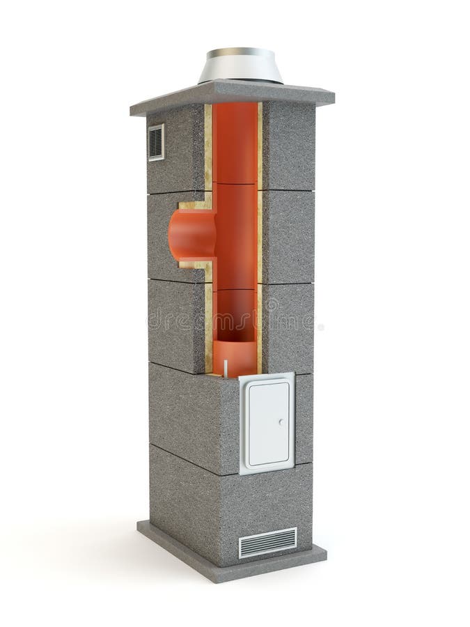 Chimney system - Illustration 3D royalty free illustration Chimney system - Illustration 3D royalty free illustration
