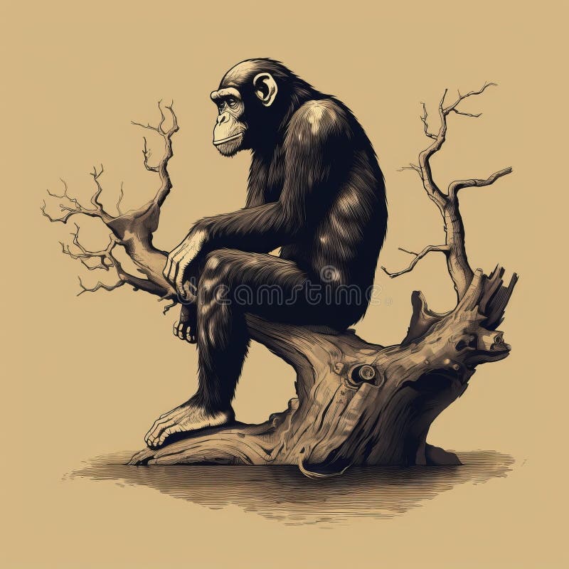 Cabeça de macaco, ilustração realista