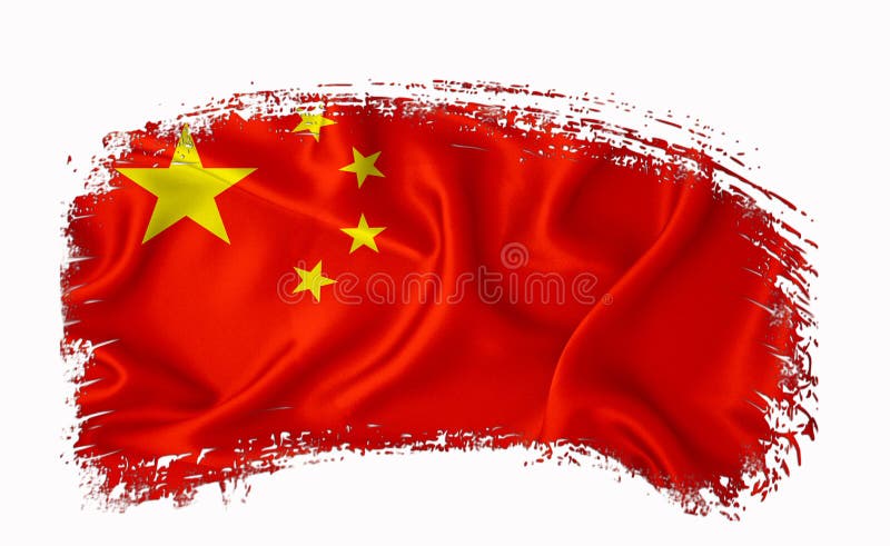 China flag, brush stroke, typography, lettering, logo, label, banner on a white background.
