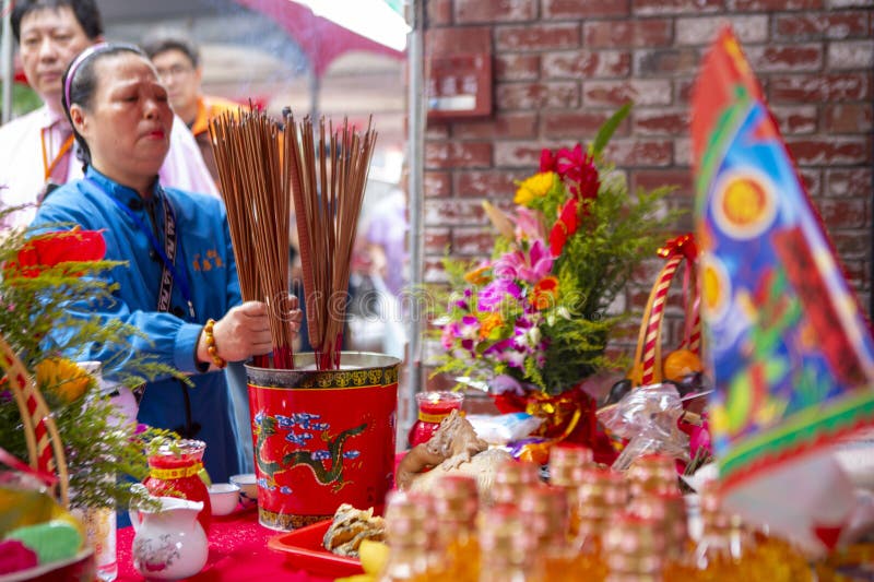 Chinese Ghost Festival for sacrifice to sacrifice ghosts and gods on the table(2018 08 25 Taipei, Taiwan. Inheritance buddhism stock images, royalty-free photos and pictures