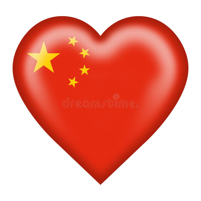 China Heart Shape Love Symbol National Flag Country Emblem Stock Vector