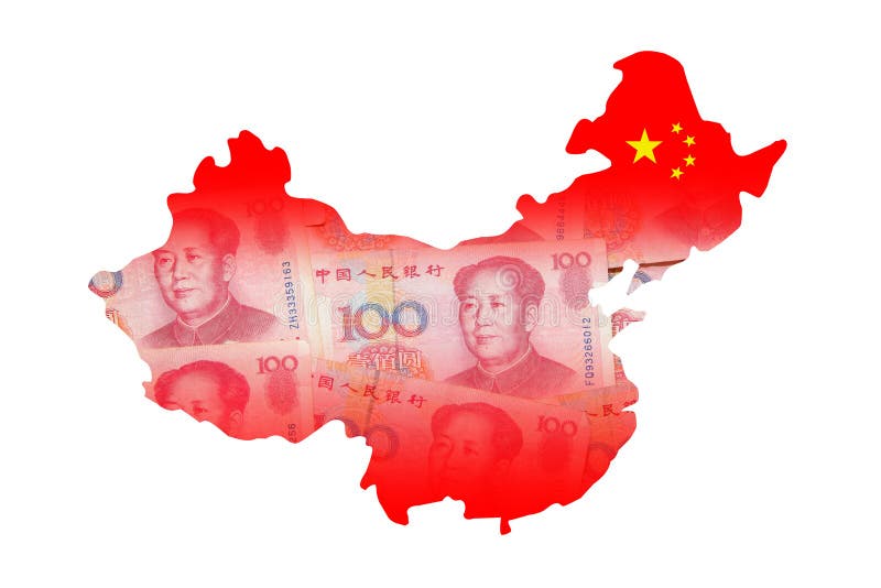 China Map made by Chinese Money (Yuan) currency