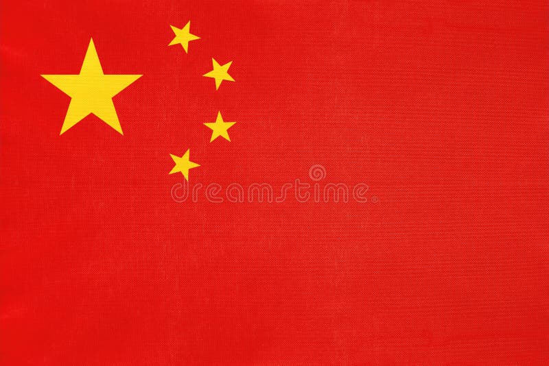 China national fabric flag, textile background. Symbol of international world Asian country