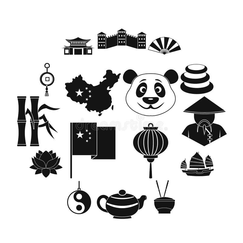 China-Reisesymbolikonen stellten, einfache Art ein lizenzfreie abbildung China-Reisesymbolikonen stellten, einfache Art ein lizenzfreie abbildung