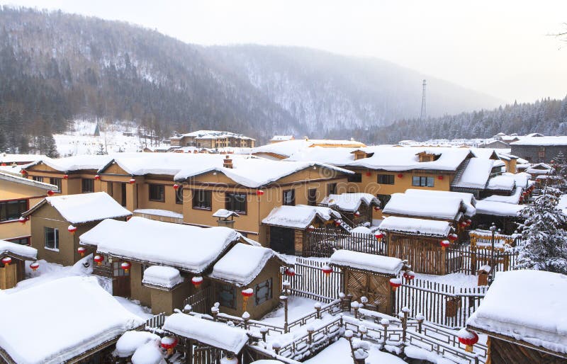 SNOW TOWN IN WINTER SEASON AT HARBIN, CHINA