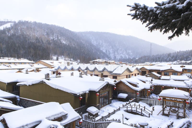 SNOW TOWN IN WINTER SEASON AT HARBIN, CHINA