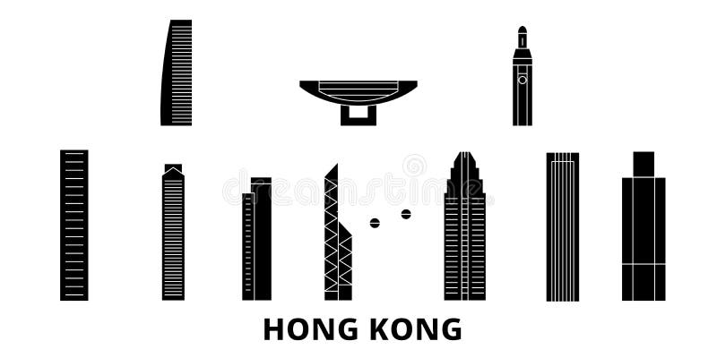China, sistema plano del horizonte del viaje de Hong Kong China, ejemplo del vector de la ciudad del negro de Hong Kong, símbolo, libre illustration China, sistema plano del horizonte del viaje de Hong Kong China, ejemplo del vector de la ciudad del negro de Hong Kong, símbolo, libre illustration