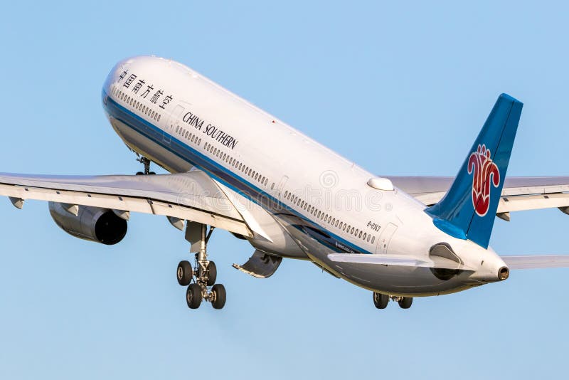 China Southern Airlines Airbus A330 passenger plane taking off from Amsterdam-Schiphol International Airport