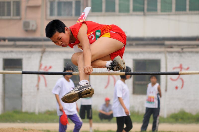 China Student Track and Field Games / Long Jump Editorial Stock Photo