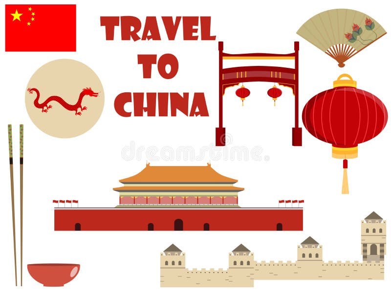 China. Travel. Set sights and symbols. Vector illustration. royalty free illustration China. Travel. Set sights and symbols. Vector illustration. royalty free illustration