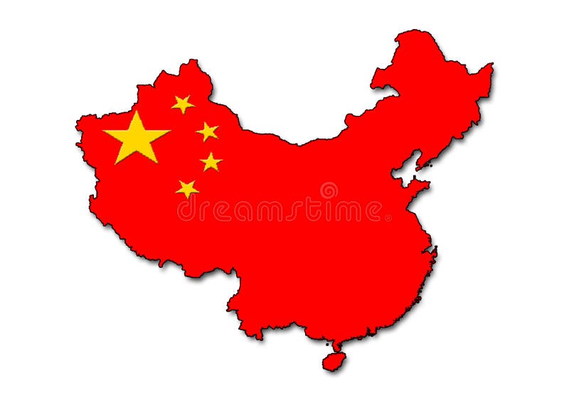 China-umreiß mit Markierungsfahne stock abbildung China-umreiß mit Markierungsfahne stock abbildung