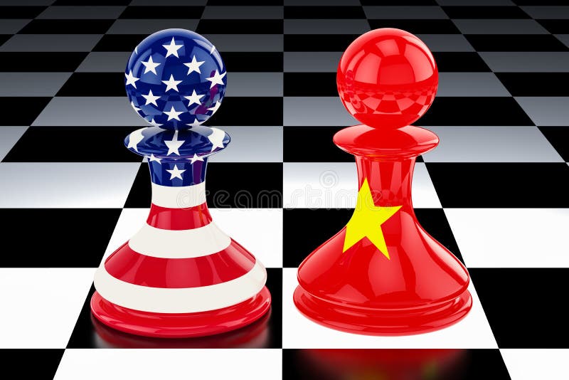 Chinaâ€“United States confrontation and opposition concept. 3D r