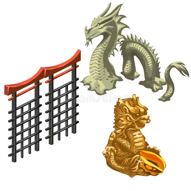 Chinees draak, slang en fragment van muur royalty-vrije illustratie Chinees draak, slang en fragment van muur royalty-vrije illustratie