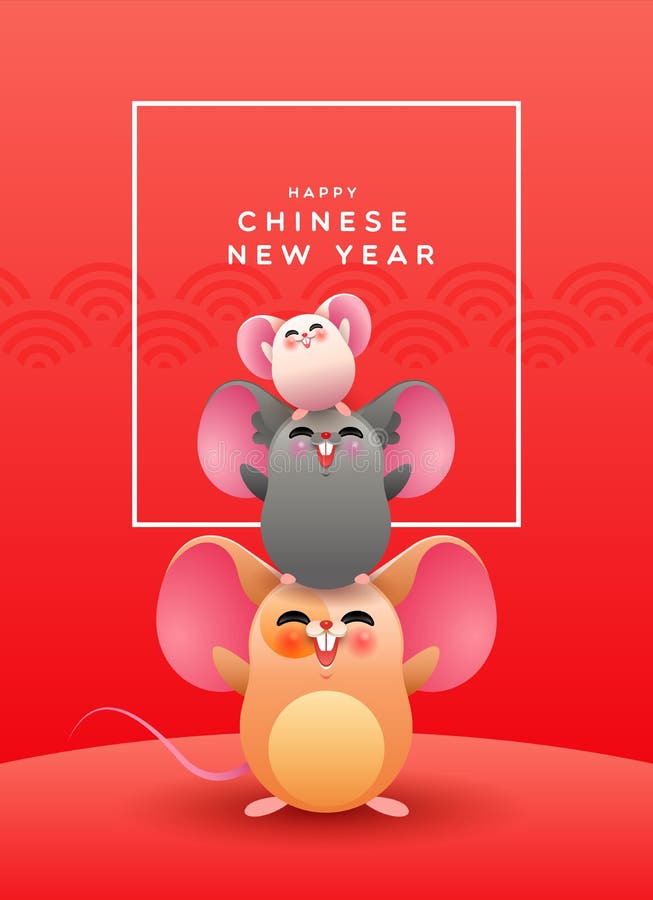 Chinees Nieuwjaar 2020, schattige vrienden cartoon royalty-vrije illustratie Chinees Nieuwjaar 2020, schattige vrienden cartoon royalty-vrije illustratie