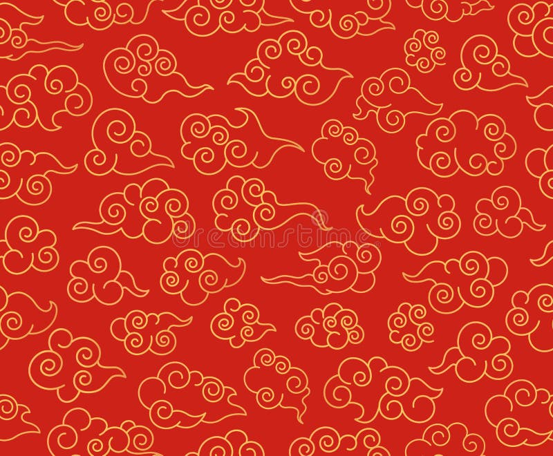 Ontslag Ga op pad balkon Chinees Wolkenpatroon Traditionele Aziatische Versiering Rode Decoratieve  Draaikolk in De Japanse Stijlvector Naadloos Vector Illustratie -  Illustration of beeldverhaal, krullend: 162267679