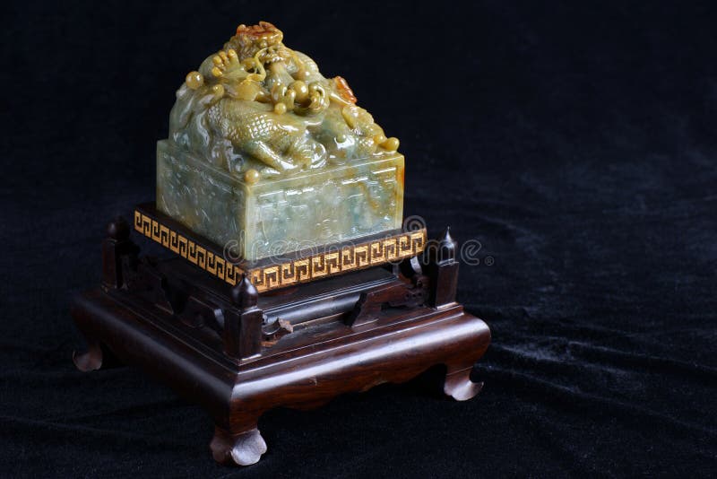 Chinese ancient jade carving stock photos