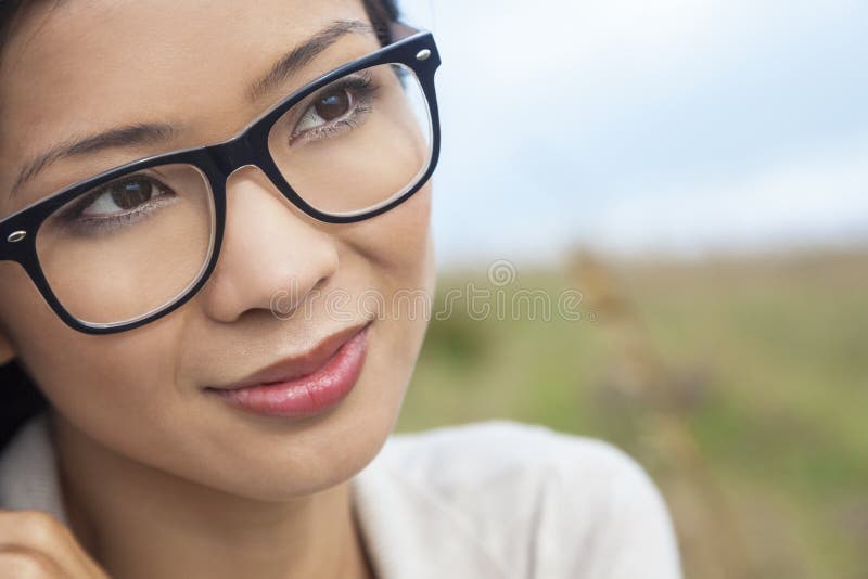 Chinese Asian Woman Wearing Glasses Stock Image Image Of Portrait 