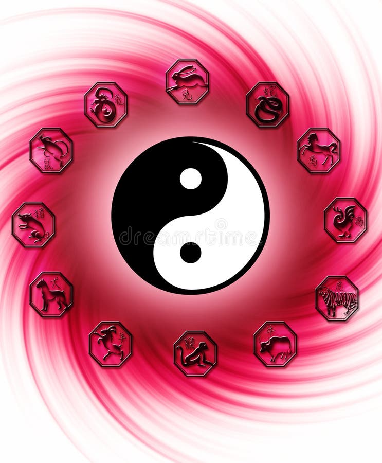 Sign of chinese astrology with yin yang symbol. Sign of chinese astrology with yin yang symbol