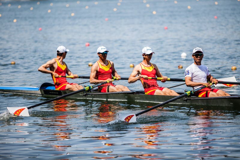 Chinese athletes on a World Rowing Cup Competition rowing